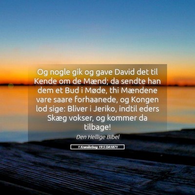 Picture 05 - 1 Krønikebog 19:5 DA1871 - Og nogle gik og gave David det til Kende om de - Bible Verse Picture