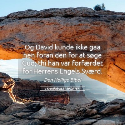 Picture 05 - 1 Krønikebog 21:30 DA1871 - Og David kunde ikke gaa hen foran den for at - Bible Verse Picture
