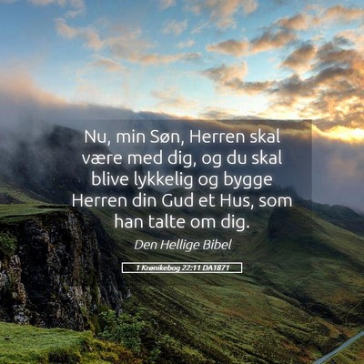 Picture 05 - 1 Krønikebog 22:11 DA1871 - Nu, min Søn, Herren skal være med dig, og du - Bible Verse Picture