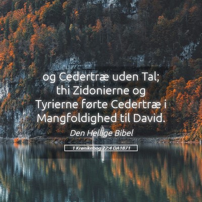 Picture 05 - 1 Krønikebog 22:4 DA1871 - og Cedertræ uden Tal; thi Zidonierne og Tyrierne - Bible Verse Picture