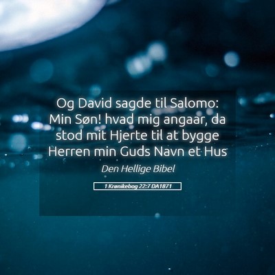 Picture 05 - 1 Krønikebog 22:7 DA1871 - Og David sagde til Salomo: Min Søn! hvad mig - Bible Verse Picture