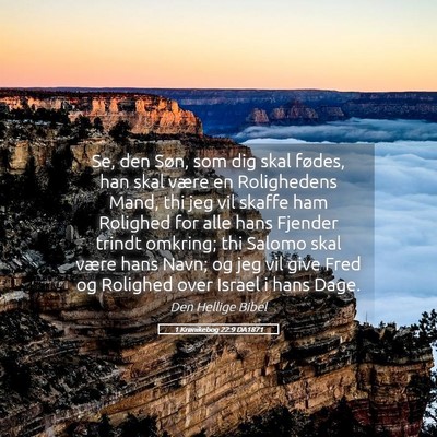 Picture 05 - 1 Krønikebog 22:9 DA1871 - Se, den Søn, som dig skal fødes, han skal være - Bible Verse Picture