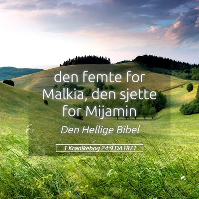 Picture 05 - 1 Krønikebog 24:9 DA1871 - den femte for Malkia, den sjette for - Bible Verse Picture