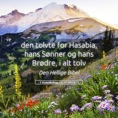 Picture 05 - 1 Krønikebog 25:19 DA1871 - den tolvte for Hasabia, hans Sønner og hans - Bible Verse Picture