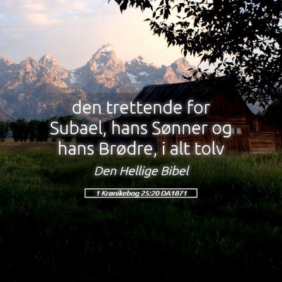 Picture 05 - 1 Krønikebog 25:20 DA1871 - den trettende for Subael, hans Sønner og hans - Bible Verse Picture