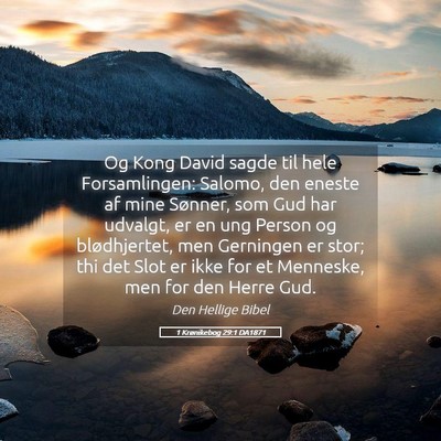 Picture 05 - 1 Krønikebog 29:1 DA1871 - Og Kong David sagde til hele Forsamlingen: - Bible Verse Picture