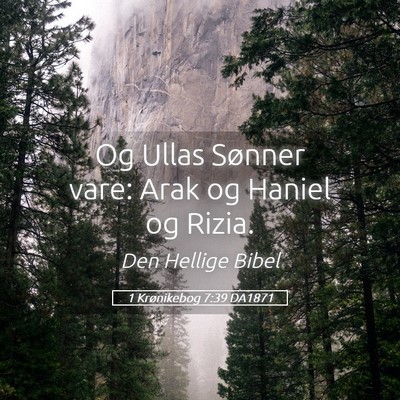 Picture 05 - 1 Krønikebog 7:39 DA1871 - Og Ullas Sønner vare: Arak og Haniel og - Bible Verse Picture