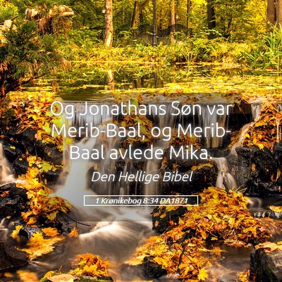 Picture 05 - 1 Krønikebog 8:34 DA1871 - Og Jonathans Søn var Merib-Baal, og Merib-Baal - Bible Verse Picture