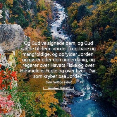 Picture 05 - 1 Mosebog 1:28 DA1871 - Og Gud velsignede dem, og Gud sagde til dem: - Bible Verse Picture