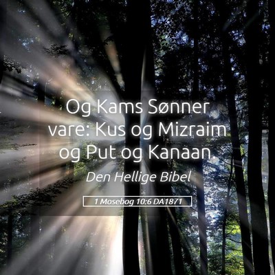 Picture 05 - 1 Mosebog 10:6 DA1871 - Og Kams Sønner vare: Kus og Mizraim og Put og - Bible Verse Picture