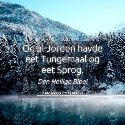 Picture 05 - 1 Mosebog 11:1 DA1871 - Og al Jorden havde eet Tungemaal og eet - Bible Verse Picture