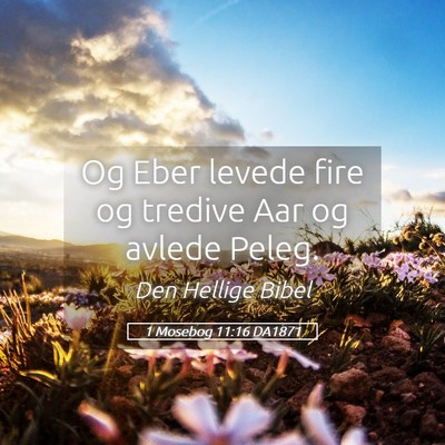 Picture 05 - 1 Mosebog 11:16 DA1871 - Og Eber levede fire og tredive Aar og avlede - Bible Verse Picture