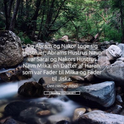 Picture 05 - 1 Mosebog 11:29 DA1871 - Og Abram og Nakor toge sig Hustruer; Abrams - Bible Verse Picture