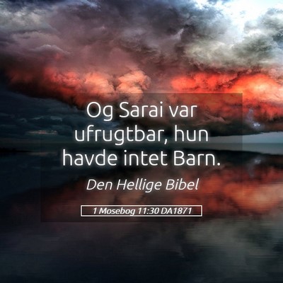 Picture 05 - 1 Mosebog 11:30 DA1871 - Og Sarai var ufrugtbar, hun havde intet - Bible Verse Picture