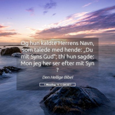 Picture 05 - 1 Mosebog 16:13 DA1871 - Og hun kaldte Herrens Navn, som talede med hende: - Bible Verse Picture