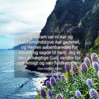 Picture 05 - 1 Mosebog 17:1 DA1871 - Og Abram var ni Aar og halvfemsindstyve Aar - Bible Verse Picture