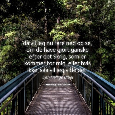 Picture 05 - 1 Mosebog 18:21 DA1871 - da vil jeg nu fare ned og se, om de have gjort - Bible Verse Picture