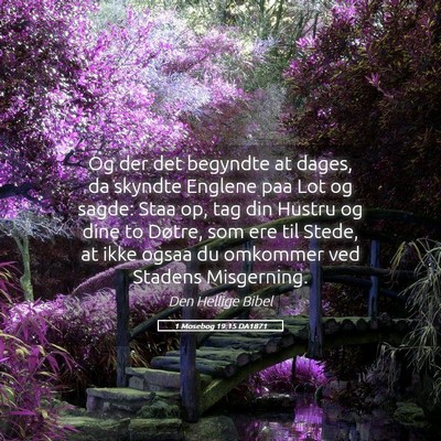 Picture 05 - 1 Mosebog 19:15 DA1871 - Og der det begyndte at dages, da skyndte Englene - Bible Verse Picture