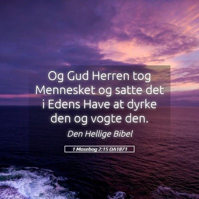 Picture 05 - 1 Mosebog 2:15 DA1871 - Og Gud Herren tog Mennesket og satte det i Edens - Bible Verse Picture