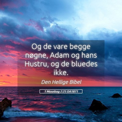 Picture 05 - 1 Mosebog 2:25 DA1871 - Og de vare begge nøgne, Adam og hans Hustru, og - Bible Verse Picture