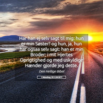 Picture 05 - 1 Mosebog 20:5 DA1871 - Har han ej selv sagt til mig: hun er min Søster? - Bible Verse Picture