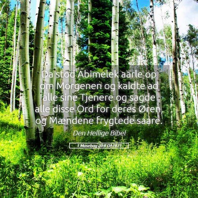 Picture 05 - 1 Mosebog 20:8 DA1871 - Da stod Abimelek aarle op om Morgenen og kaldte - Bible Verse Picture