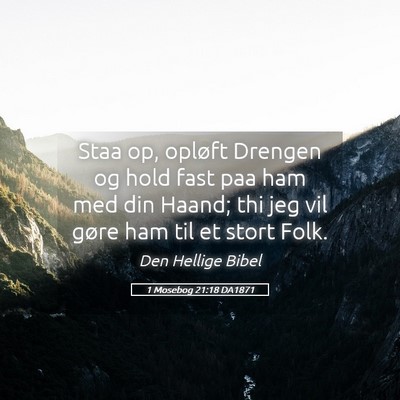 Picture 05 - 1 Mosebog 21:18 DA1871 - Staa op, opløft Drengen og hold fast paa ham med - Bible Verse Picture