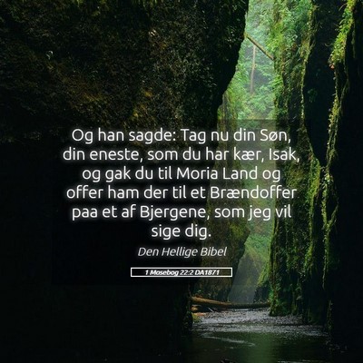 Picture 05 - 1 Mosebog 22:2 DA1871 - Og han sagde: Tag nu din Søn, din eneste, som du - Bible Verse Picture