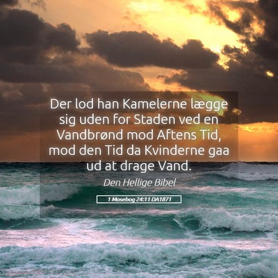 Picture 05 - 1 Mosebog 24:11 DA1871 - Der lod han Kamelerne lægge sig uden for Staden - Bible Verse Picture