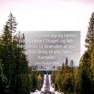 Picture 05 - 1 Mosebog 24:20 DA1871 - Og hun skyndte sig og tømte sin Krukke i Truget - Bible Verse Picture