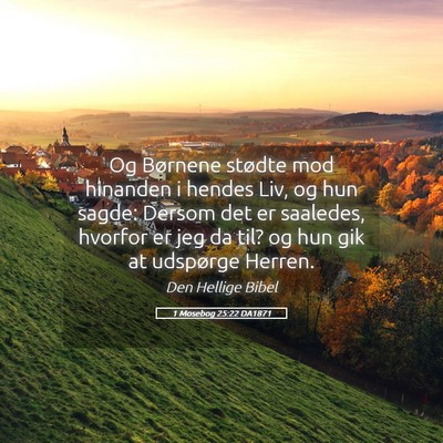 Picture 05 - 1 Mosebog 25:22 DA1871 - Og Børnene stødte mod hinanden i hendes Liv, og - Bible Verse Picture