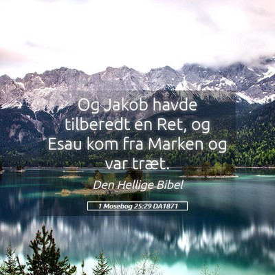 Picture 05 - 1 Mosebog 25:29 DA1871 - Og Jakob havde tilberedt en Ret, og Esau kom fra - Bible Verse Picture
