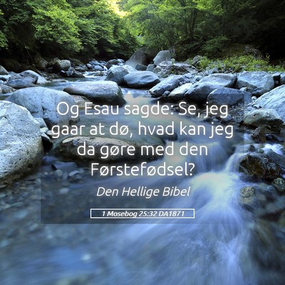 Picture 05 - 1 Mosebog 25:32 DA1871 - Og Esau sagde: Se, jeg gaar at dø, hvad kan jeg - Bible Verse Picture