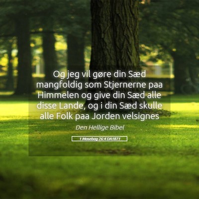 Picture 05 - 1 Mosebog 26:4 DA1871 - Og jeg vil gøre din Sæd mangfoldig som - Bible Verse Picture