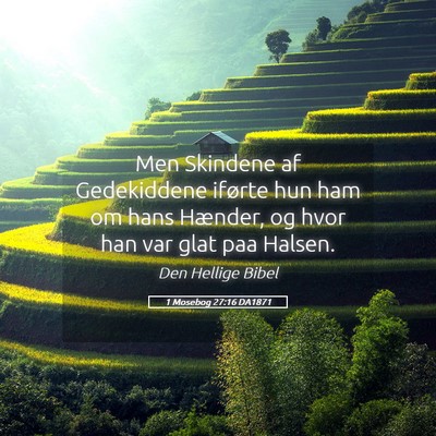 Picture 05 - 1 Mosebog 27:16 DA1871 - Men Skindene af Gedekiddene iførte hun ham om - Bible Verse Picture