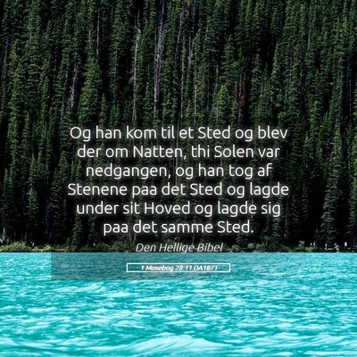 Picture 05 - 1 Mosebog 28:11 DA1871 - Og han kom til et Sted og blev der om Natten, thi - Bible Verse Picture