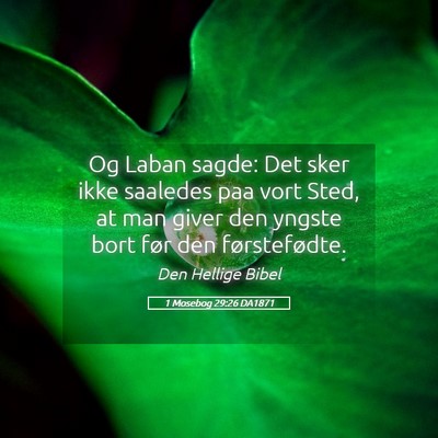 Picture 05 - 1 Mosebog 29:26 DA1871 - Og Laban sagde: Det sker ikke saaledes paa vort - Bible Verse Picture