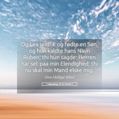Picture 05 - 1 Mosebog 29:32 DA1871 - Og Lea undfik og fødte en Søn, og hun kaldte - Bible Verse Picture