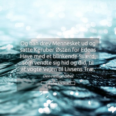 Picture 05 - 1 Mosebog 3:24 DA1871 - Og han drev Mennesket ud og satte Keruber Østen - Bible Verse Picture