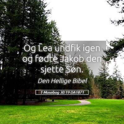 Picture 05 - 1 Mosebog 30:19 DA1871 - Og Lea undfik igen og fødte Jakob den sjette - Bible Verse Picture