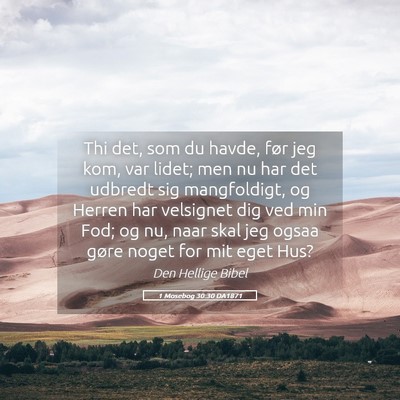 Picture 05 - 1 Mosebog 30:30 DA1871 - Thi det, som du havde, før jeg kom, var lidet; - Bible Verse Picture