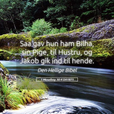 Picture 05 - 1 Mosebog 30:4 DA1871 - Saa gav hun ham Bilha, sin Pige, til Hustru, og - Bible Verse Picture