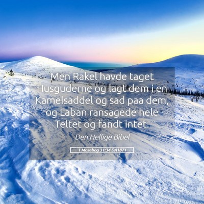 Picture 05 - 1 Mosebog 31:34 DA1871 - Men Rakel havde taget Husguderne og lagt dem i en - Bible Verse Picture