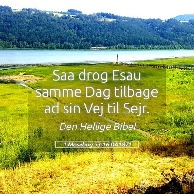 Picture 05 - 1 Mosebog 33:16 DA1871 - Saa drog Esau samme Dag tilbage ad sin Vej til - Bible Verse Picture