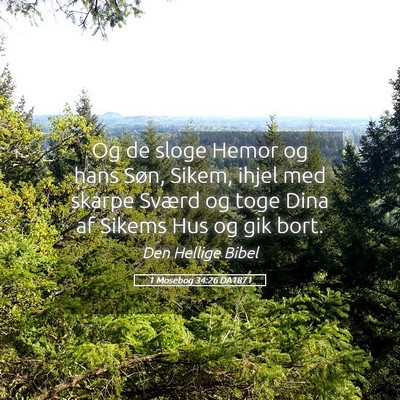 Picture 05 - 1 Mosebog 34:26 DA1871 - Og de sloge Hemor og hans Søn, Sikem, ihjel med - Bible Verse Picture