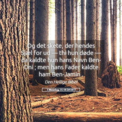 Picture 05 - 1 Mosebog 35:18 DA1871 - Og det skete, der hendes Sjæl for ud — thi hun - Bible Verse Picture