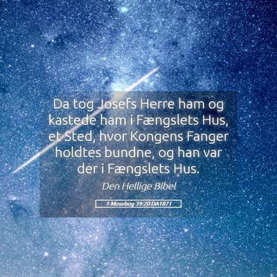 Picture 05 - 1 Mosebog 39:20 DA1871 - Da tog Josefs Herre ham og kastede ham i - Bible Verse Picture