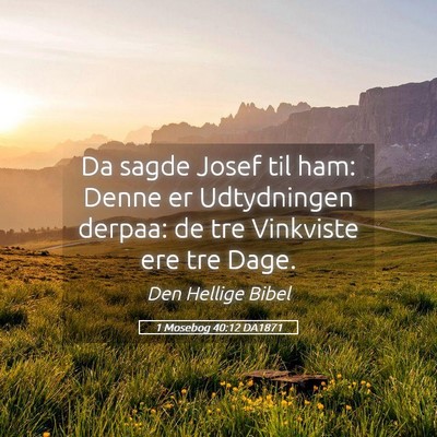Picture 05 - 1 Mosebog 40:12 DA1871 - Da sagde Josef til ham: Denne er Udtydningen - Bible Verse Picture