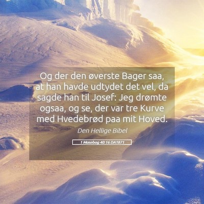 Picture 05 - 1 Mosebog 40:16 DA1871 - Og der den øverste Bager saa, at han havde - Bible Verse Picture