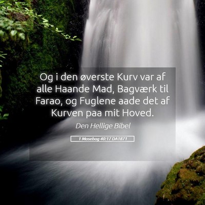 Picture 05 - 1 Mosebog 40:17 DA1871 - Og i den øverste Kurv var af alle Haande Mad, - Bible Verse Picture